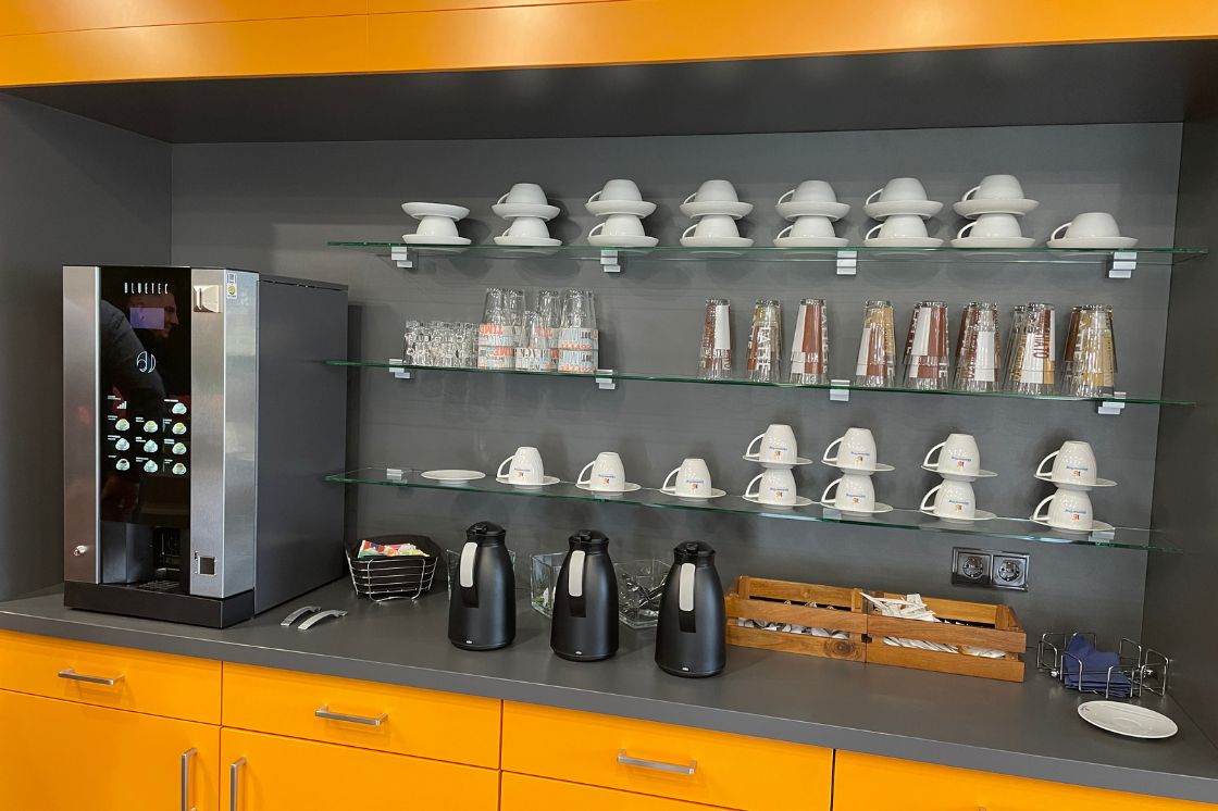 Espace café chez Kömmerling, fabricant de châssis à Pirmasens